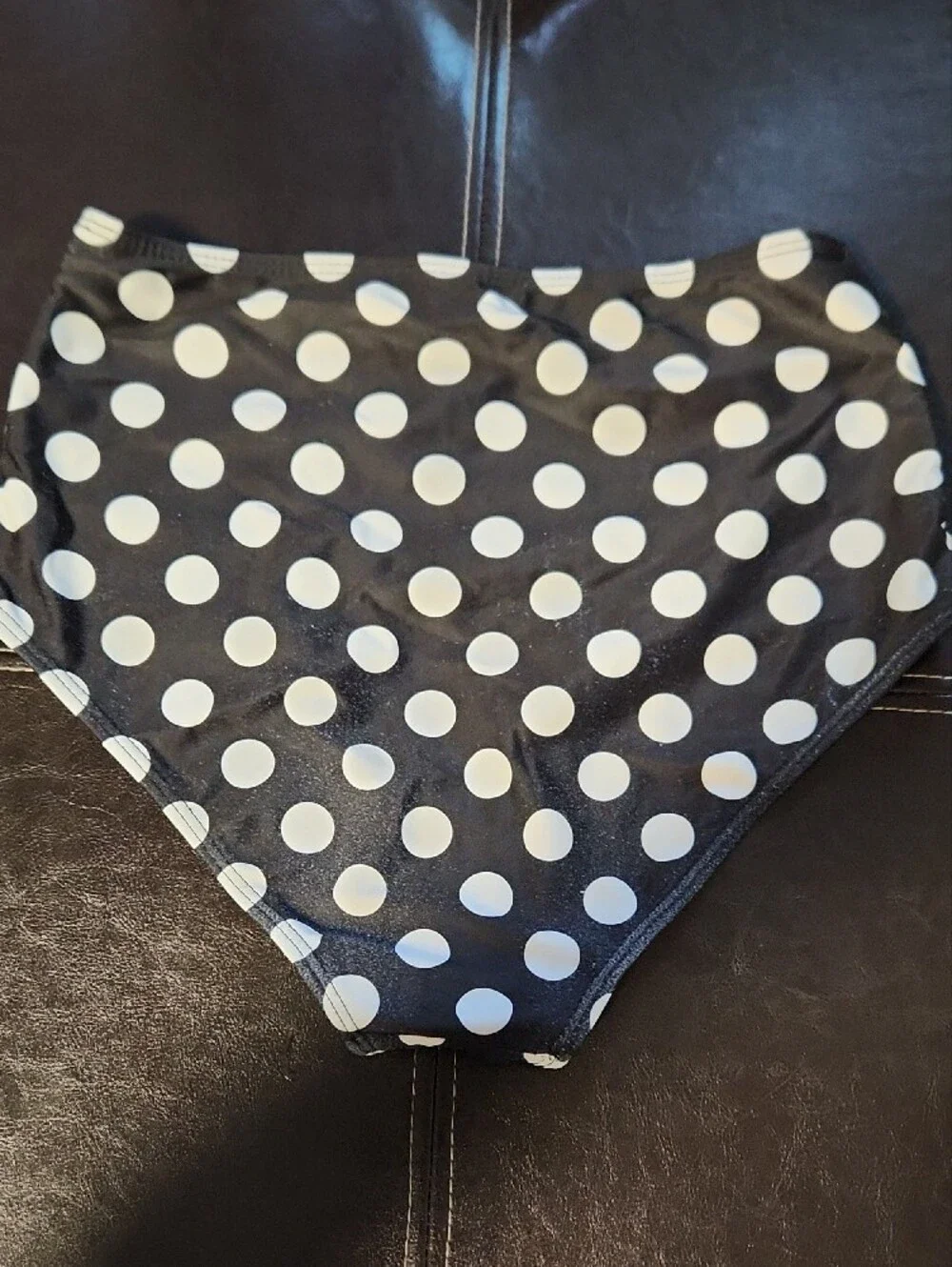 High-Waist Black & White Polka Dot Swim Bottoms